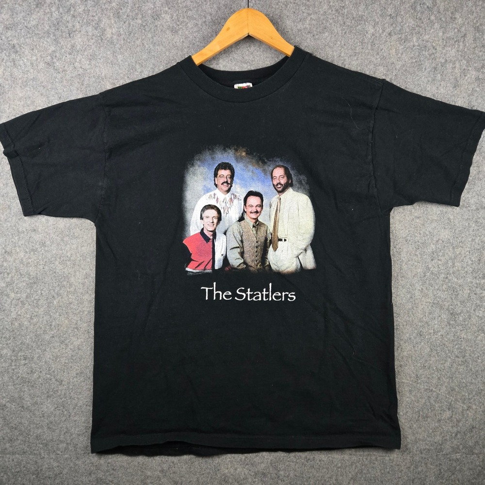 Vintage The‎ Statlers T-Shirt Mens XL Black Country Band Tour Tee Western 90s